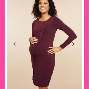 Ruffled Line Detail Maternity Dress